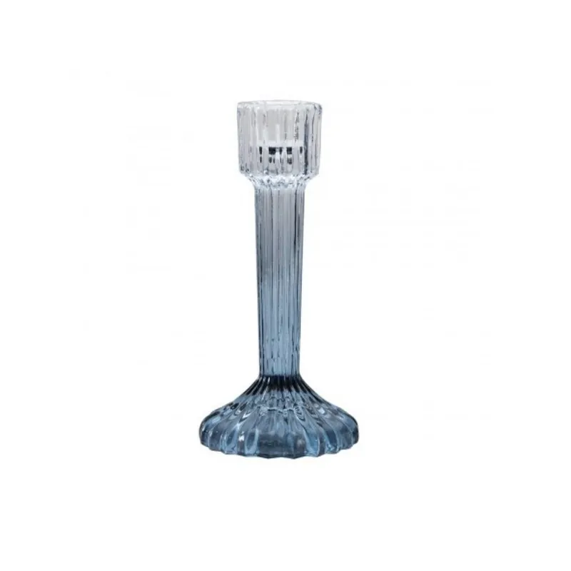 Candelabro In Vetro Rigato Sfumato Blu Cm 16 Compra Oggi Stesso