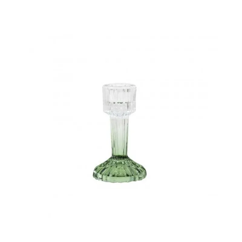Offerta Speciale Candelabro In Vetro Rigato Sfumato Verde Cm 11