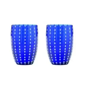 Zafferano · Perle Set 2 Bicchieri in Vetro Blu Reso Gratuito