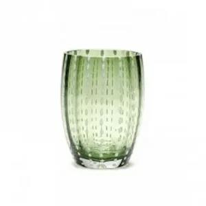 Zafferano · Bicchiere Tumbler · Vetro Perle · Verde Inglese Artigianale