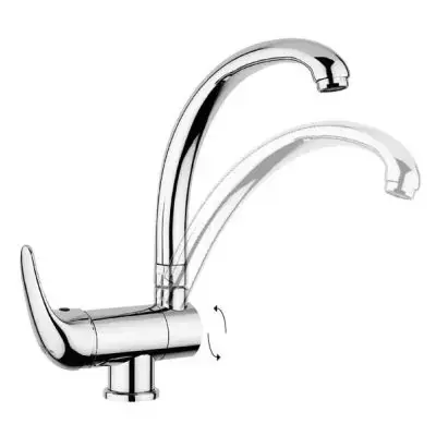 Artigianale Rubinetto miscelatore monocomando cromato per lavello a canna reclinabile sotto finestra serie nettuno 2 3/8" PAFFONI